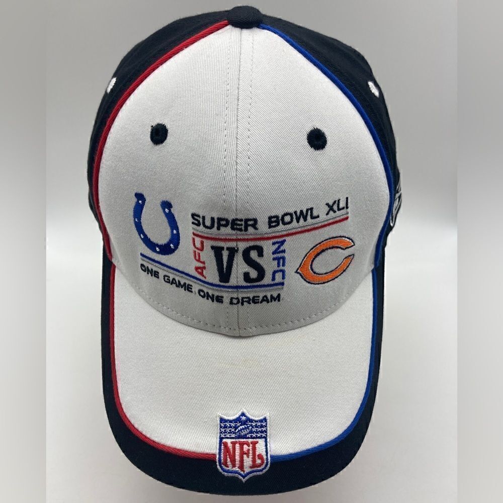 NWT NFL Super Bowl XLI Colts Bears Mens Baseball White/Black Cap